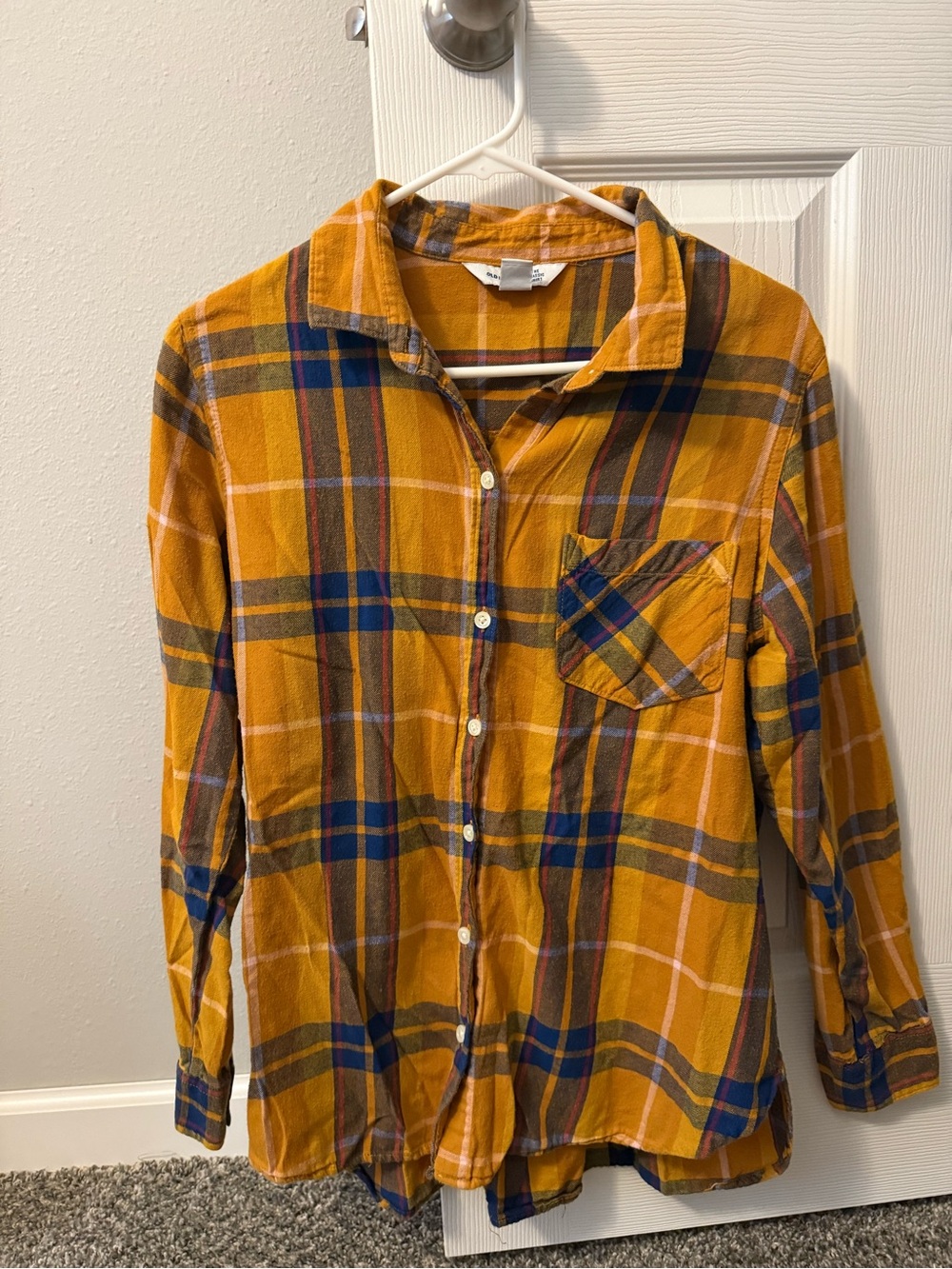 Old Navy Yellow Plaid Flannel Shirt